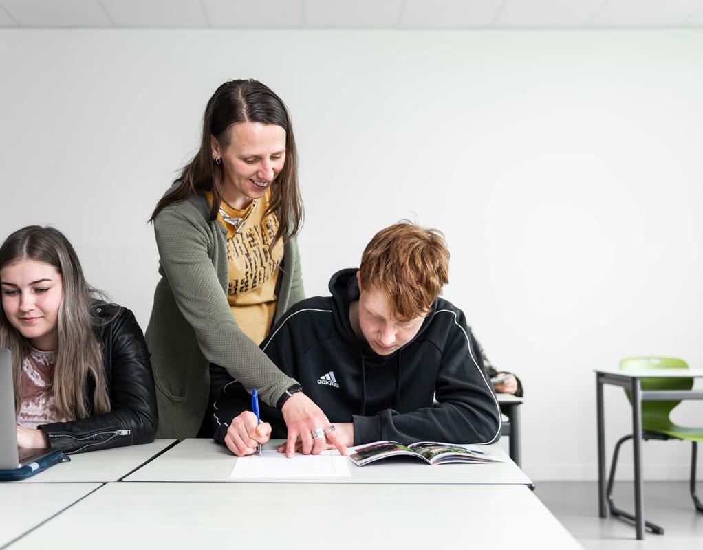 docent  geeft studenten uitleg