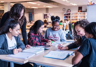 leerlingen op een middelbare school